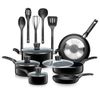 SereneLife Kitchenware Pots & Pans Set- Non-Stick Inside, Heat Resistant (15Pcs)