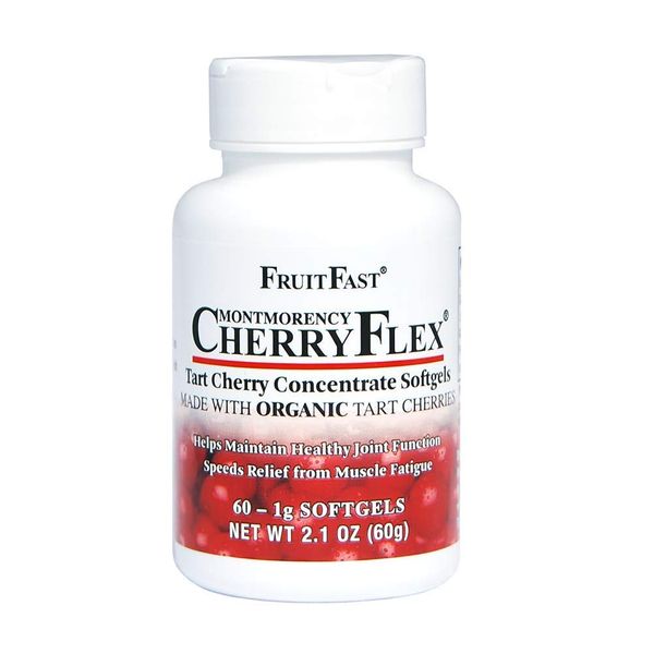 FruitFast CherryFlex 100% Red Tart Organic Cherry Concentrate Supplement - 60 Count - Non-GMO and Gluten Free - Promotes Healthy Joint Function*