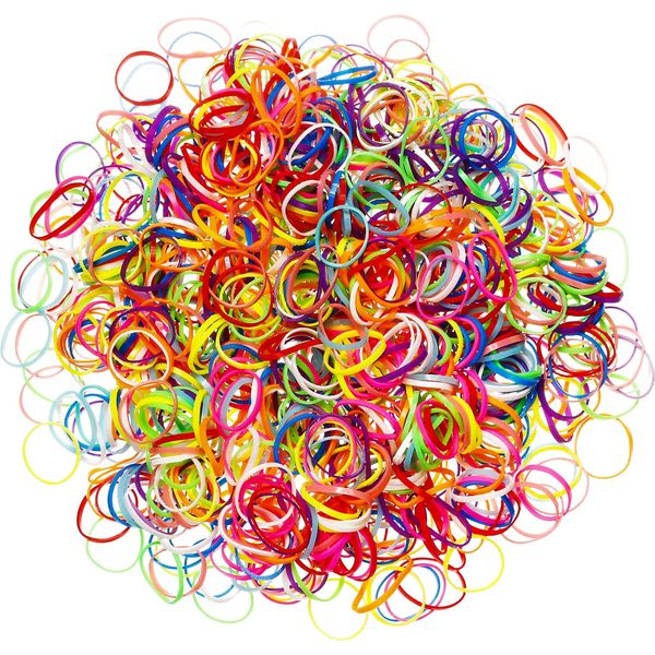 Hicarer Pack of 1000 Mini Rubber Bands Soft Elastic Bands for Kids Hair, Braids Hair, Wedding Hairstyle and More (Multicolor)