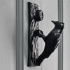 Brass Woodpecker Door Knocker in Black