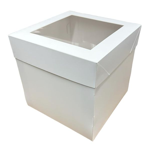 LARRYROO Tall Cake Box Extra Deep with Clear Display Window - 12" x 12" x 12" (1)