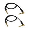 Audio 2000s E28103P2 1/4" TS Right Angle to 1/4" TS 3 Feet Patch Cable (2 Pack)
