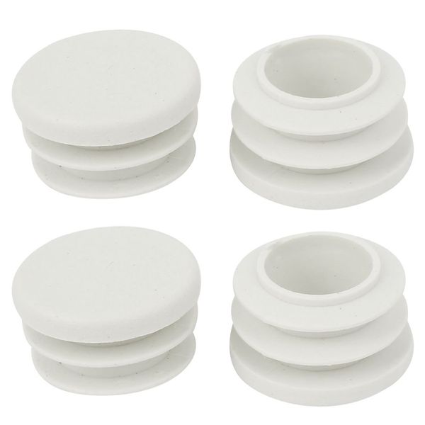 sourcingmap 19mm Dia White Plastic Blanking End Cap Tubing Pipe Inserts Bung 4 Pcs