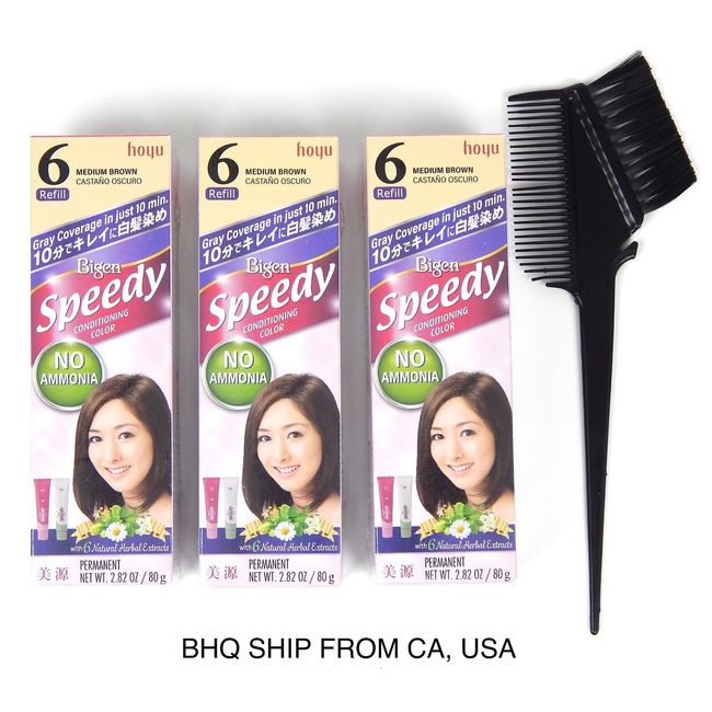 BIGEN SPEEDY CONDITIONING COLOR (#6 Medium Brown) Pack of 3 No Ammonia