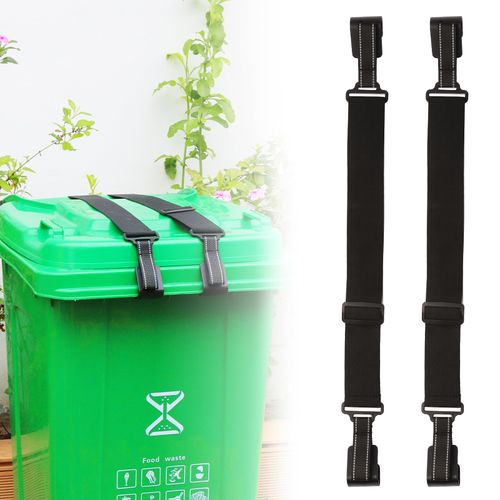 Trash Can Lock for Animals with Reflective Handle, Raccoon Proof Trash Can Lock with Adjustable Dual Paws for Securing Trash Can Lids from Small Animals/Strong Winds and Avoiding Dirty Hands -2pcs