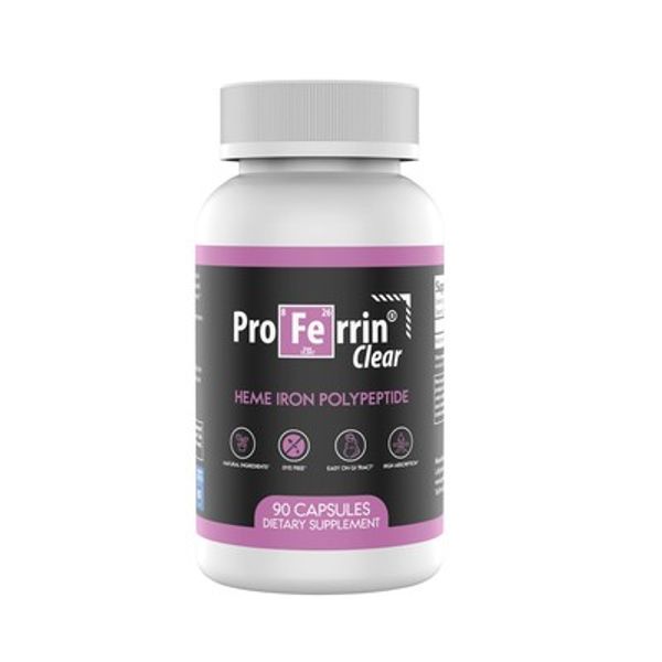 Proferrin Clear Heme Iron Supplement, 90 Capsules- Superior Absorption, Easy ...