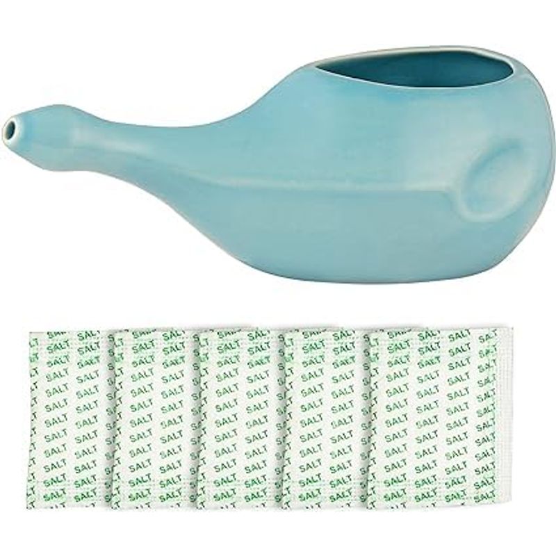 Neti Pot De Lavage Nasal Pour Sinus 300 Ml Avec 30 Sachets De Sel De