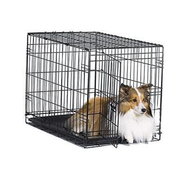 Folding Metal Dog Crate; & Double Door Dog Crates 30-Inch Single Door