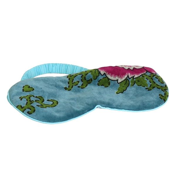 POM Peace of Mind Botanical Floral Turquoise & Pink Sleep Rejuvenate Eye Mask, Soft Velvet for Comfort