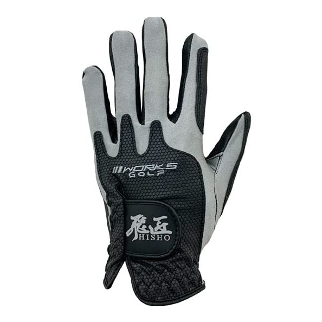 WORKSGOLF Golf Golf Gloves, Super Fit, All-Weather Men's, Left Hand, Right Handed, Non-Slip, 8.3 - 10.2 inches (21 - 26 cm) (M, Black x Gray)