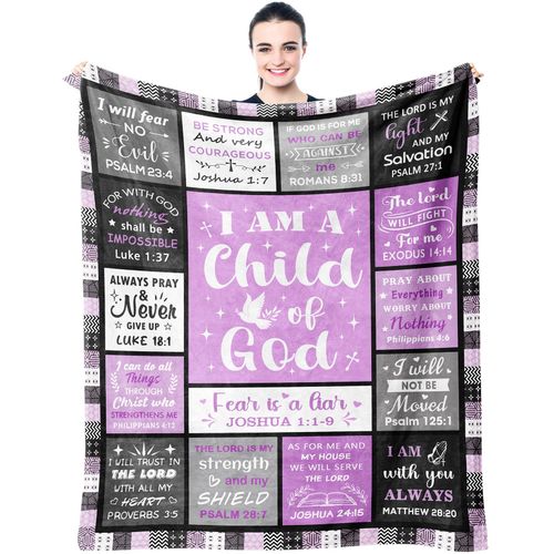 Muxuten Christian Gifts for Women Men Blanket 60"x50", Christian Gift for Kids, Religious Bible Catholic Spiritual Inspirational Baptism Birthday Gift Ideas Blankets