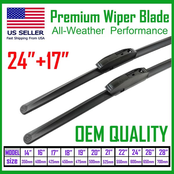 Allstrong Best Quality 24"+17" Windshield Wiper Blades All Weather Performance