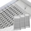 Eyelash Extensions, 3 Boxes, 5D Volume Eyelashes, C, D Curl, Thickness 0.07, 0.10mm, 12 Rows, 5 Bundles, Pine Extension, Natural, Popular, 3 Trays Short Stem 5D eyelashes extension (D-0.10mm, 14mm x 3)