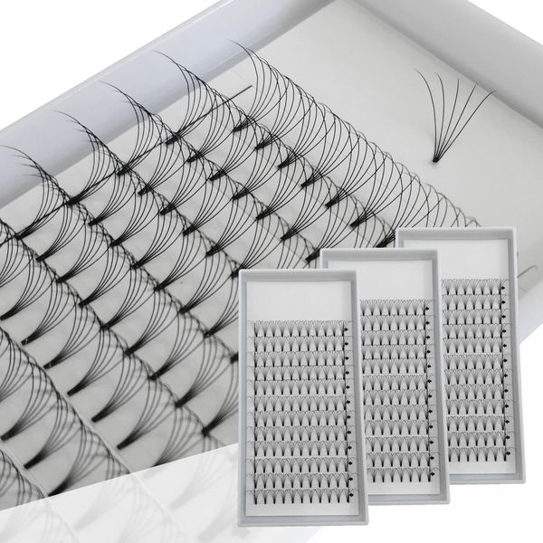Eyelash Extensions, 3 Boxes, 5D Volume Eyelashes, C, D Curl, Thickness 0.07, 0.10mm, 12 Rows, 5 Bundles, Pine Extension, Natural, Popular, 3 Trays Short Stem 5D eyelashes extension (D-0.10mm, 14mm x 3)