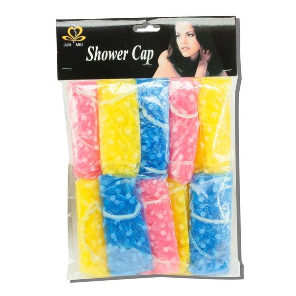 10-pack Resuable Disposable Elastic Shower Caps - One-Size-Fits-All - Stretches to 15"