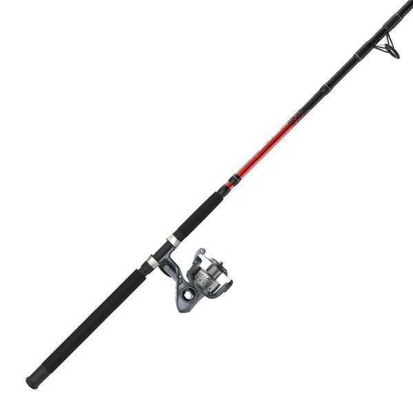 Quantum Optix Spinning Reel and Fishing Rod Combo, 7-Foot 2-Piece Graphite Composite Fishing Pole, Extended EVA Rod Handle, Size 60 Reel, Changeable Right- or Left-Hand Retrieve, Silver