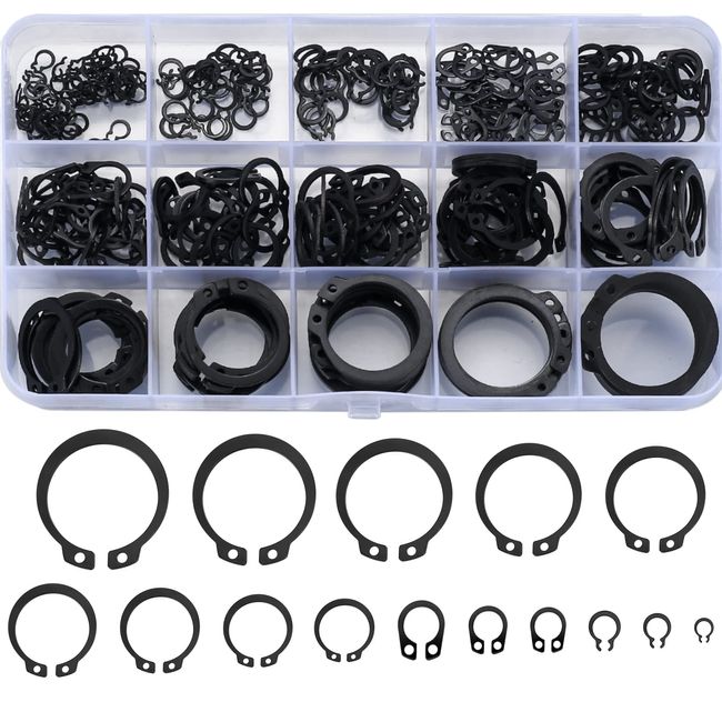 350 Stk Sicherungsring Set, Innen E-Clips Sprengringe Seegering Sortiment, Externes C-Clips Geteilte Schnallen Unterlegscheiben, M4-M28