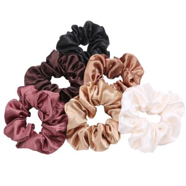 FASELE Hair Elastic, Silk Hair Ties, Stylish, Adults, Hair Clips, Set of 6, Ring Rubber, Hair Accessory, Hair Ornament, Gentle on Hair, Cute, Adult-like, Gift, School Entrance Ceremony, School or Work