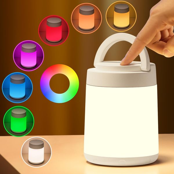 Kufire Night Light, Nursing Light, Latest Touch Sensitive Light, Stylish Lamp, 10 Light Colors + 8 Brightness, Bedside Lamp, LED Light, Remote Control, Room Light, Rechargeable Light, Timer, Night