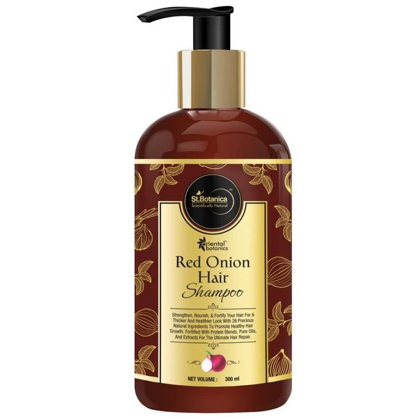 Oriental Botanics Shampoo with Red Onion Oil, 27 Botanicals, Biotin, Argan, Caffeine, Protein - for Hair Growth Support & Hair Loss Control - 300ml