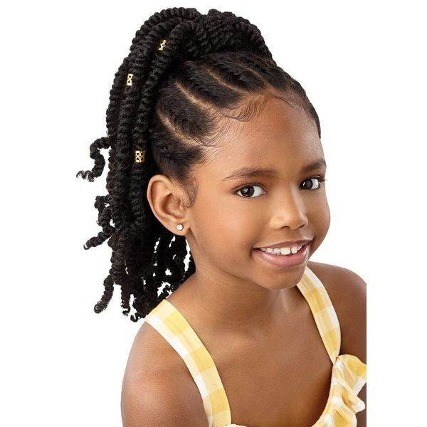 Outre Lil Looks Drawstring Ponytail GOLD CUFFED BOMB TWISTS 12" (2)