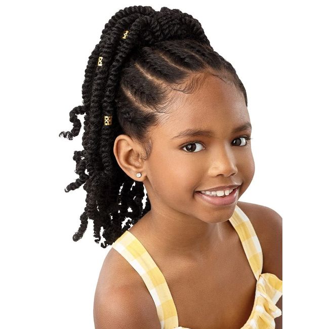 Outre Lil Looks Drawstring Ponytail GOLD CUFFED BOMB TWISTS 12" (2)