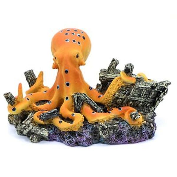 Aquarium Decor Guardian Octopus Shelter Rock Cave Hideout for Aquatic Pets