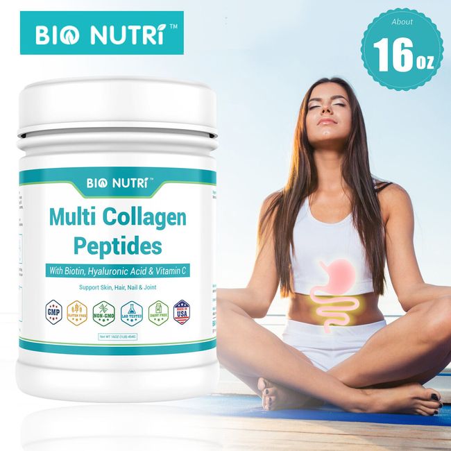 Non-GMO Multi Collagen Peptides Type I, II, III, V, X Anti-Aging Collagen Powder