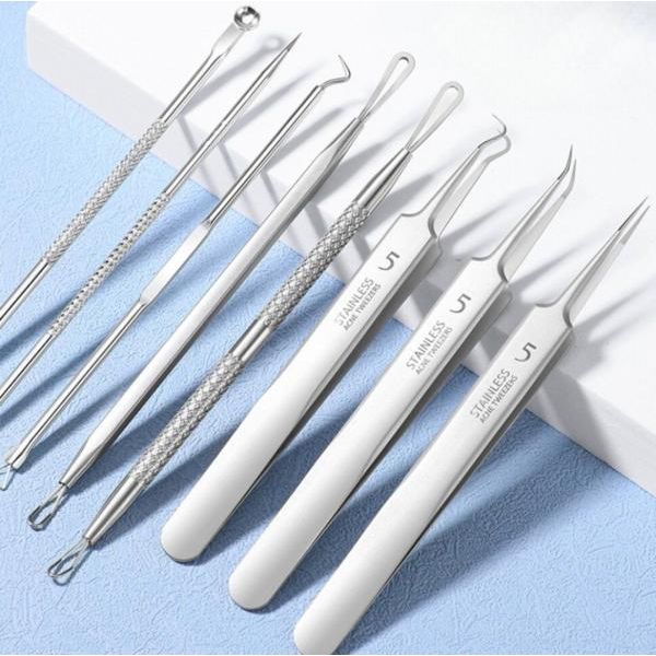 Blackhead tweezers whitehead removal chin band extractor coffee 8 types acne extractor chin band