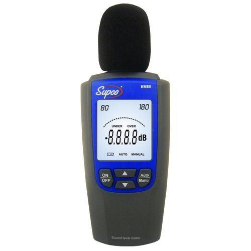 Supco EM80 Sound Level Meter, 2.4" Length x 1.2" Width x 6.1" Height, 30 to 120dB, 1.5 dB Accuracy
