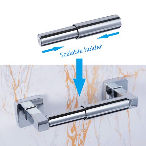 YUET Toilet Roll Holder Paper holders Wall Mounted Flexible Spring Loaded Round Mounting Tissue Stand Hanger Bathroom Kitchen Storage Chrome Silver Stainless Steel (Square)