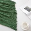 BOURINA Textured Solid Soft Sofa Throw Couch Cover Knitted Decorative Blanket, Dark Green, 152x203cm