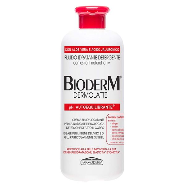 BIODERM BIODERMOCOSMETICI Dermolatte - Reinigungscreme für Gesicht & Körper mit Aloe Vera & Hyaluronsäure - für empfindliche Haut wie Babys & ältere Menschen - Geeignet als Make-up-Entferner - 500 ml