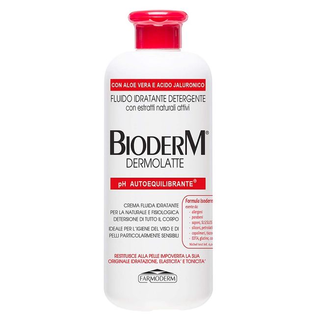 BIODERM BIODERMOCOSMETICI Dermolatte - Reinigungscreme für Gesicht & Körper mit Aloe Vera & Hyaluronsäure - für empfindliche Haut wie Babys & ältere Menschen - Geeignet als Make-up-Entferner - 500 ml