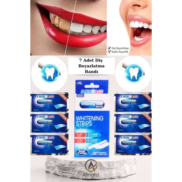 New 7 Adet 5 Mın/Go Diş Beyazlatma Bandı Anında Beyaz Gülüşler ve Parlak Dişler (Teeth Whitening)