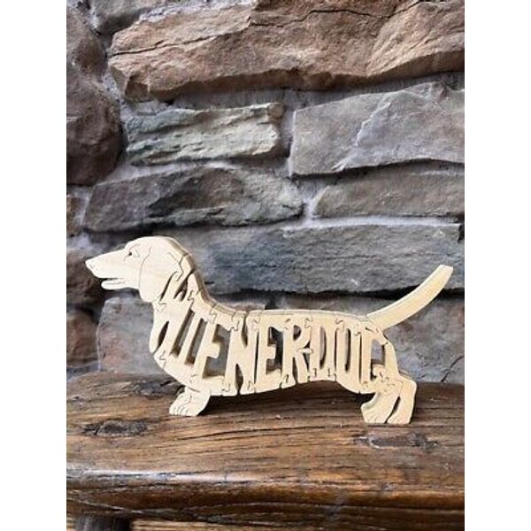 Dachshund Weiner Dog Wooden  Toy Scroll Saw  Puzzle Figurine Art