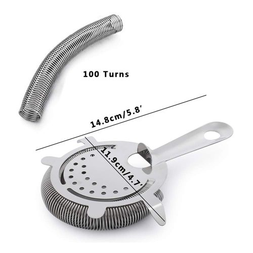 SKY FISH Hawthorne Cocktail Strainer, Stainless Steel Bar Strainer, Professional 4 Prong Strainer with 100 Wire Spring