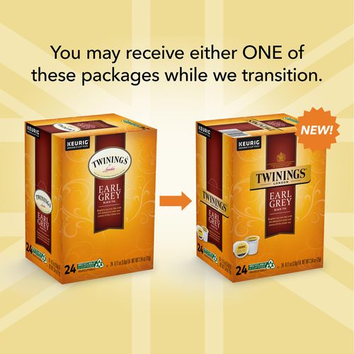 Twinings Earl Grey K-Cup Pods for Keurig, Caffeinated Black Tea Flavoured with Citrus and Bergamot, 24 Count (Pack of 2)
