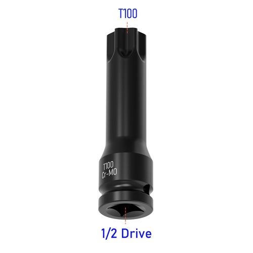 Skweawert 1/2" Drive T100(100mm) Totx 6 Point Impact Bit Socket Metric 3" Length Cr-Mo Steel Air Drive Lengthen Screwdriver Socket Adapter Use with Impact Drivers or Ratchets