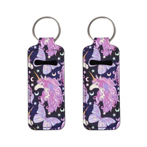 Unicorn Chapstick Holder Keychain 2pcs