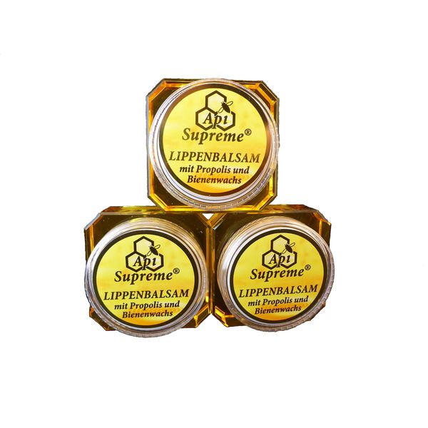 Junjun Lip Balm with Propolis and Beeswax, 3 x 12 ml
