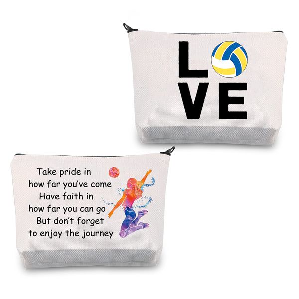 Love Volleyball Gifts Volleyball Pouch Makeup Bag Cosmetic Volleyball Player Gifts Volleyball Team Gifts for Volleyball Lover Inspirational Gifts Travel Toiletry Bag Organizer Case (Volleyball Bag)