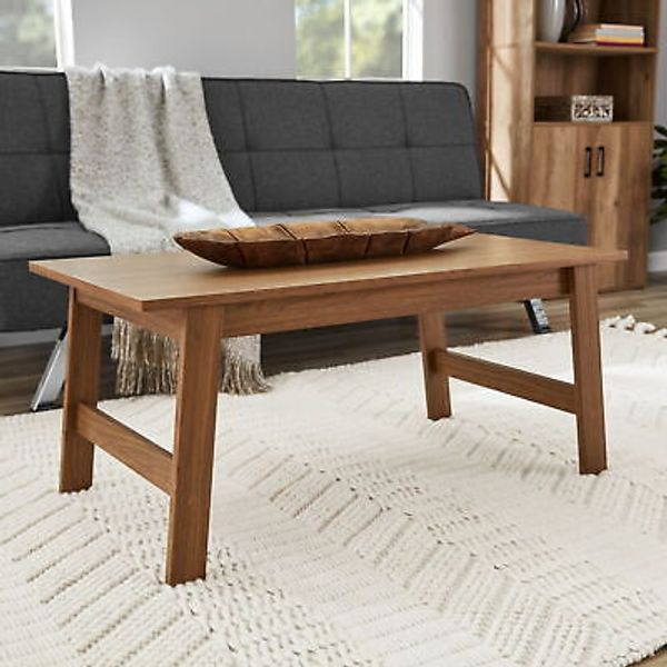 Wood Rectangle Coffee Table Cocktail Side Table for Living Room, Walnut Finish