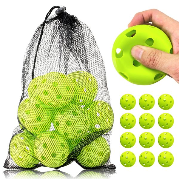 KaRaDaStyle Baseball Practice Balls, Perforated Balls, Batting, Training, Baseball, Practice, Kids, Soft, EVA Material, Diameter 2.8 inches (72 mm), Storage Bag Included (Light Green/Set of 12)