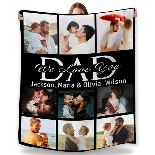 Artsadd Custom Blanket with Photos - Personalized Dad Throw Blanket for Father's Day & Birthday Gifts