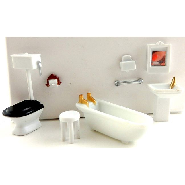 Dollhouse Minaiture 1:48 Scale Plastic Bathroom Furniture Set Suite