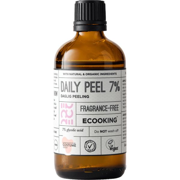 Ecooking Daily Peel with 7% Glycolic Acid 100ml | Face Exfoliating Fluid & Dead Skin Remover | Hyaluronic Acid, Organic Cucumber Water & Turmeria Zen | Minimise Pores & Even Skin Tone for Natural Glow