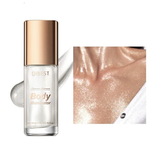 Body Luminizer Shimmer Oil Liquid Highlighter Makeup,Face & Body Glow Shimmer Lotion Radiance All In One Makeup,Waterproof Moisturizing Shimmer Body Oil (Silver)