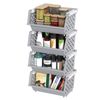 Cand Plastic Stackable Storage Bins - 4 Packs Grey Pantry Closet Organizer Bin