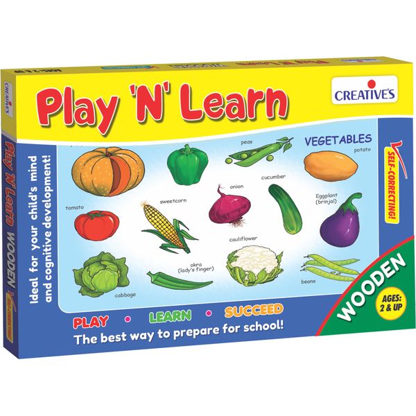 Creative Educational 0335 "Play N Learn Wooden Vegetables" Game